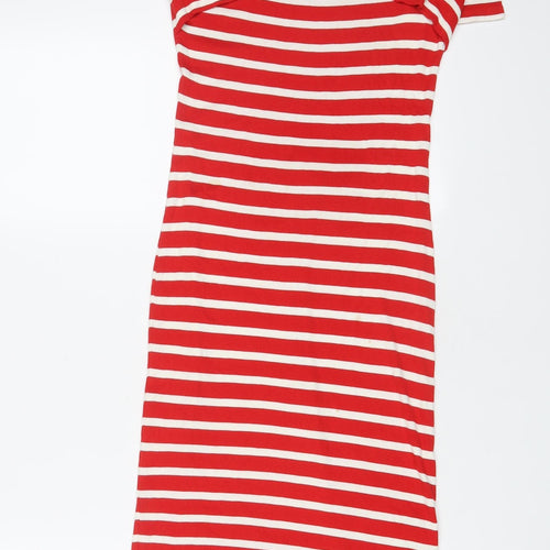 Oasis Womens Red Viscose Bodycon Size S V-Neck Pullover