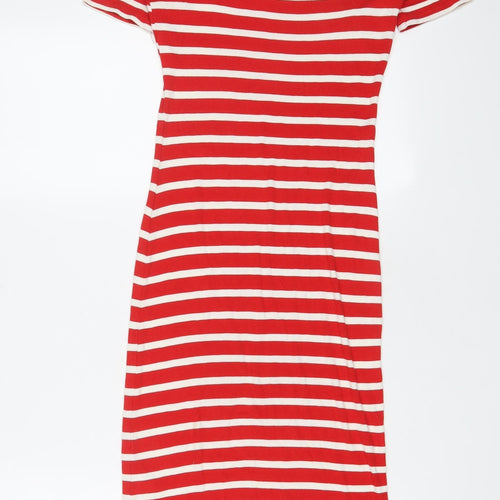 Oasis Womens Red Viscose Bodycon Size S V-Neck Pullover