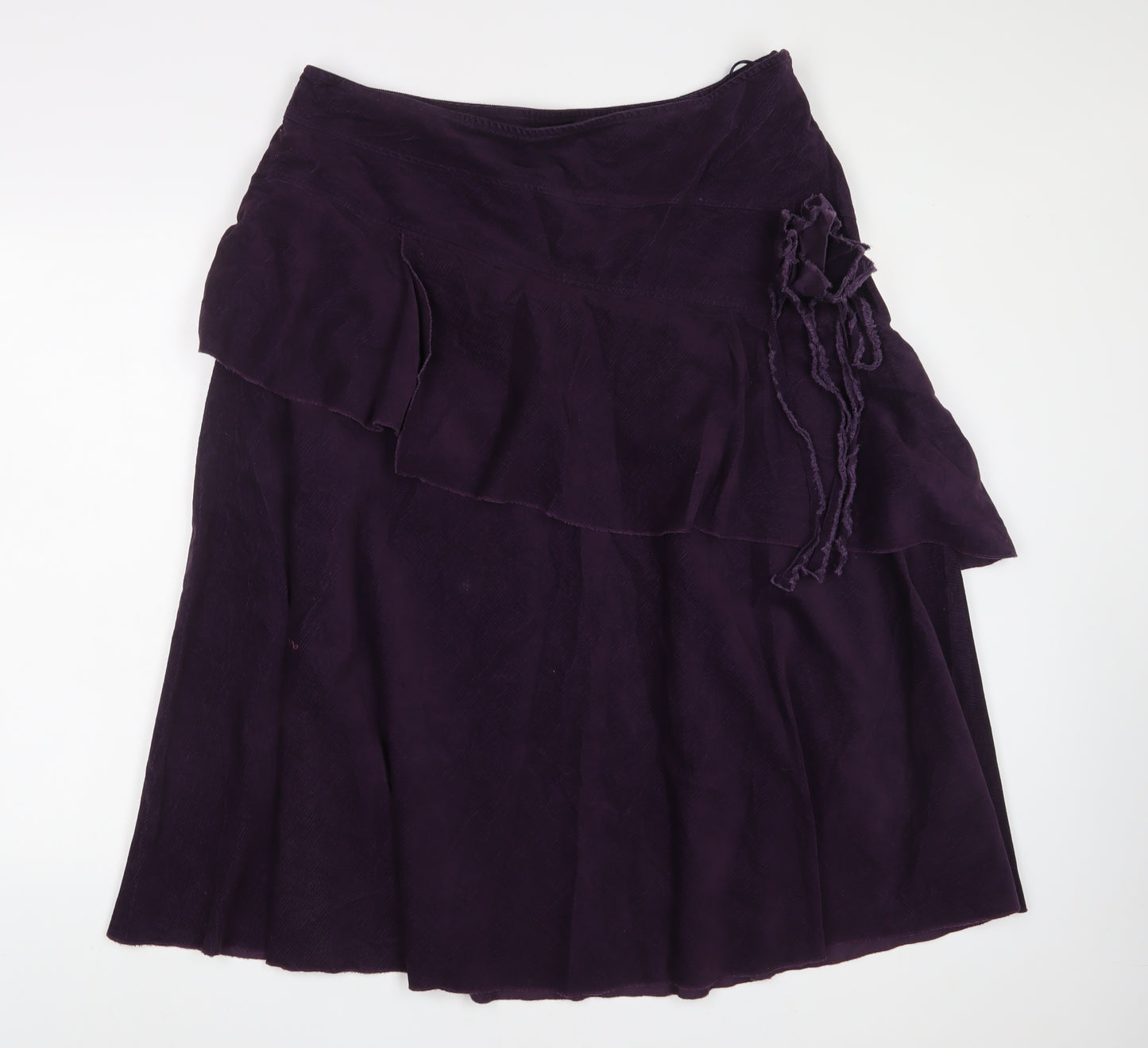 Per Una Womens Purple Cotton A-Line Skirt Size 18 Zip
