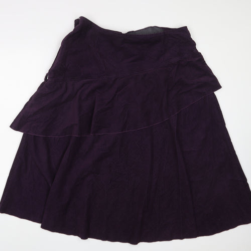 Per Una Womens Purple Cotton A-Line Skirt Size 18 Zip