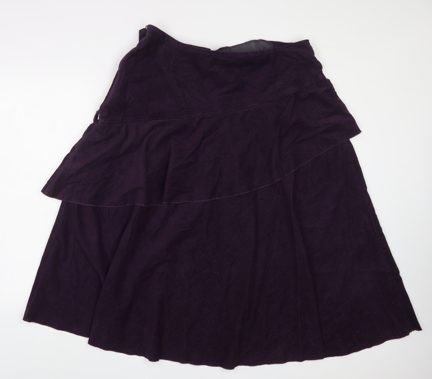 Per Una Womens Purple Cotton A-Line Skirt Size 18 Zip