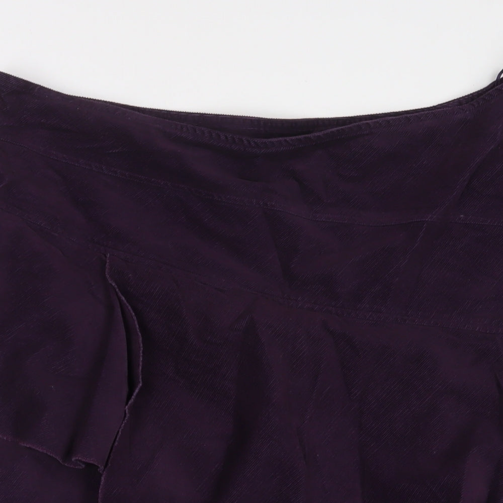 Per Una Womens Purple Cotton A-Line Skirt Size 18 Zip