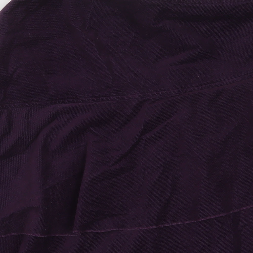 Per Una Womens Purple Cotton A-Line Skirt Size 18 Zip