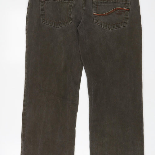 Fat Face Mens Green Cotton Straight Jeans Size 32 in L29 in Regular Button - Short Leg