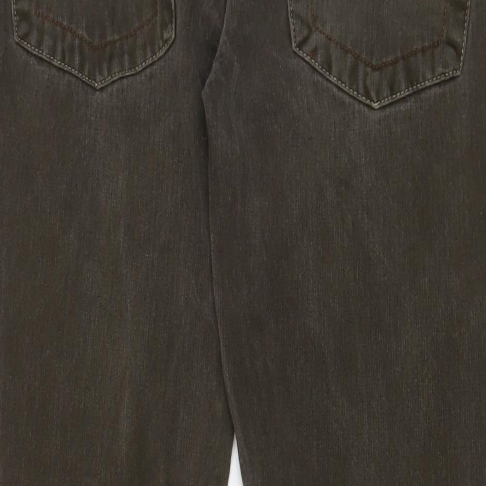 Fat Face Mens Green Cotton Straight Jeans Size 32 in L29 in Regular Button - Short Leg
