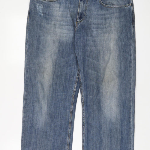 Lee Cooper Mens Blue Cotton Straight Jeans Size 34 in L27 in Regular Zip - Short Leg