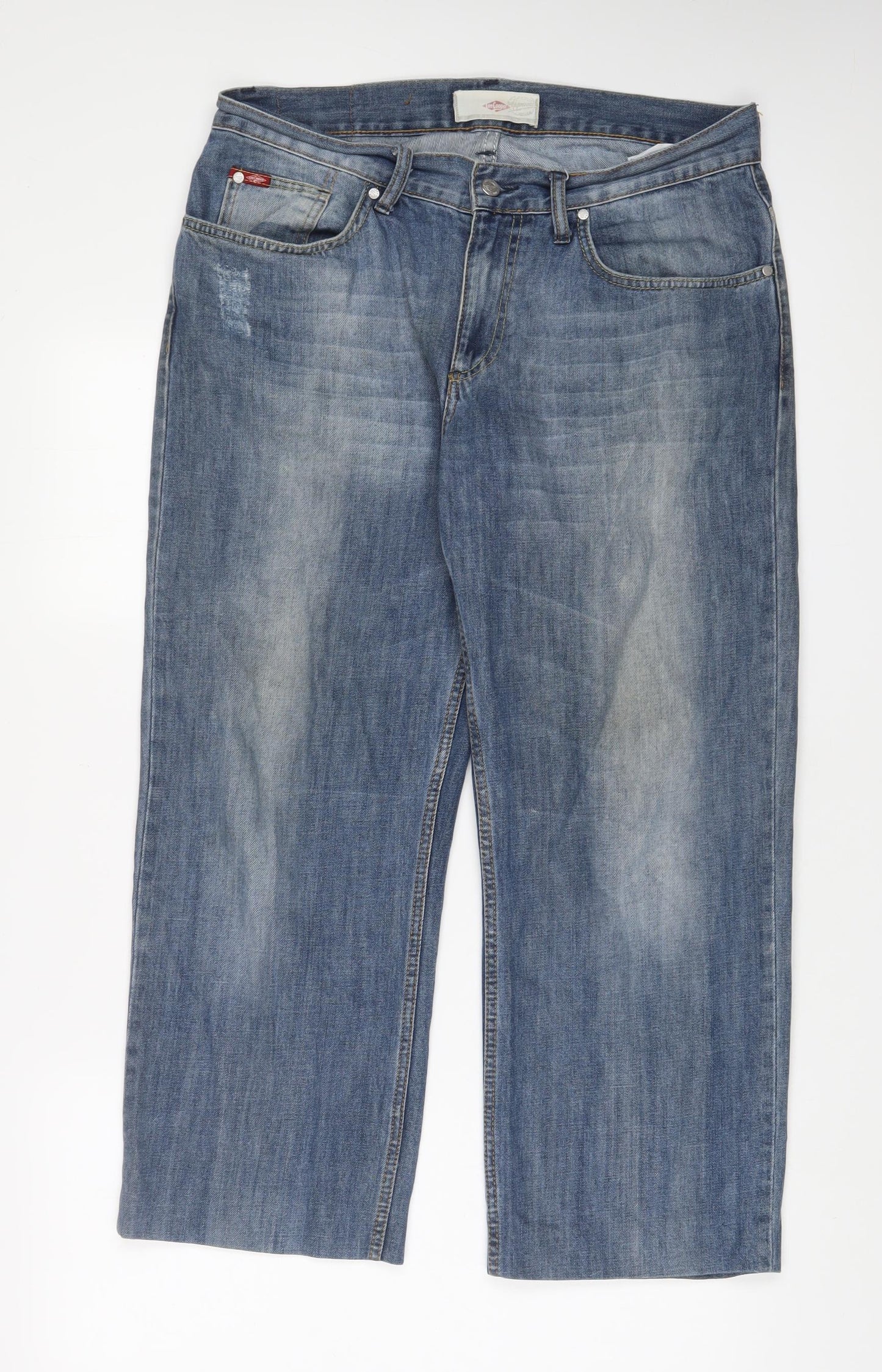 Lee Cooper Mens Blue Cotton Straight Jeans Size 34 in L27 in Regular Zip - Short Leg