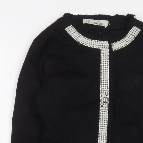 Girl VIVI Womens Black Jacket Size 8 Snap - Beaded