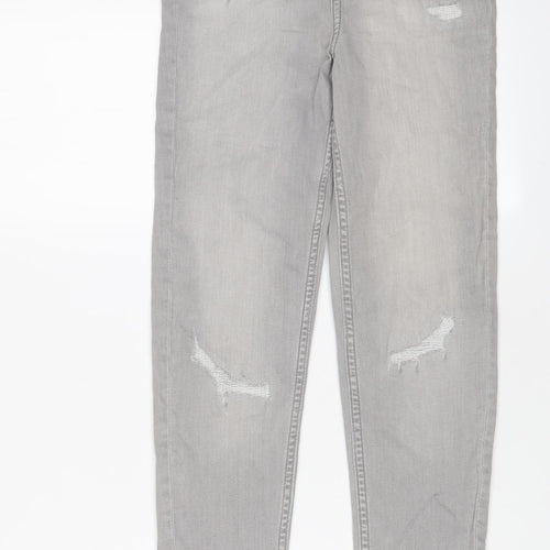 Marks and Spencer Womens Grey Cotton Skinny Jeans Size 6 L27 in Regular Zip