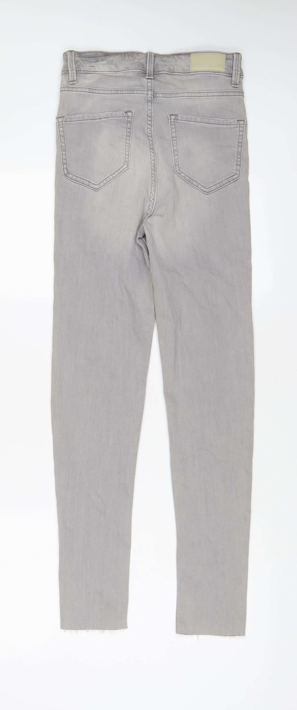 Marks and Spencer Womens Grey Cotton Skinny Jeans Size 6 L27 in Regular Zip