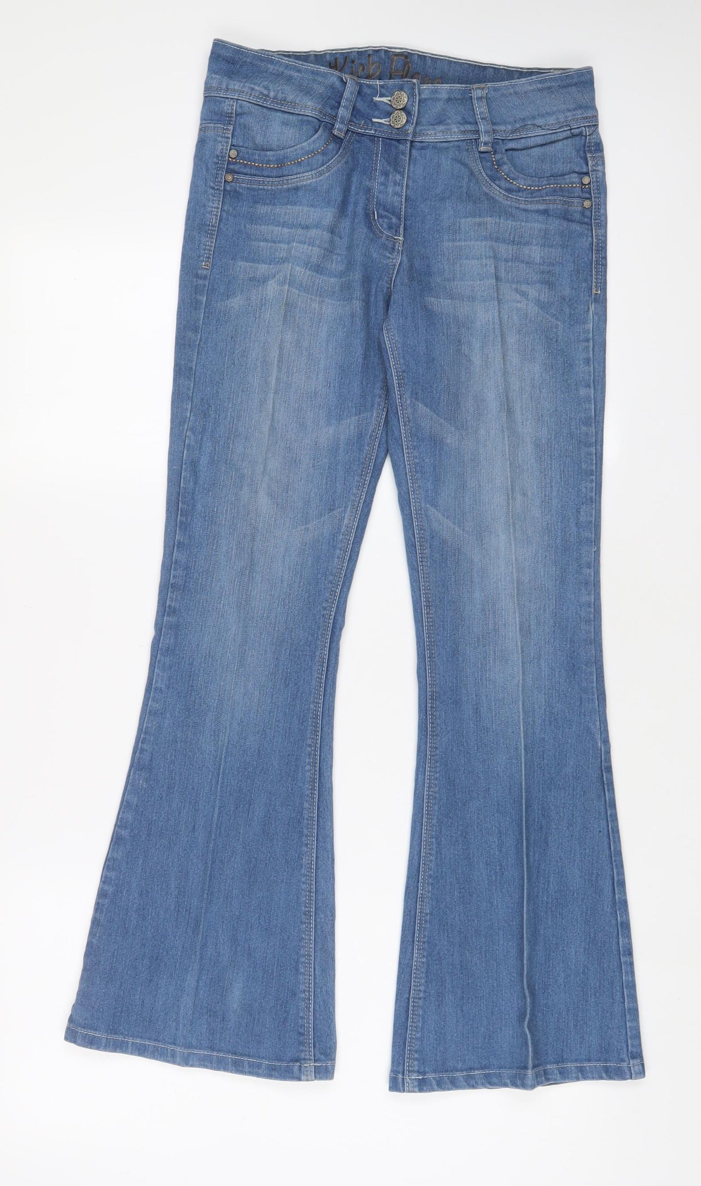 George Womens Blue Cotton Flared Jeans Size 8 L29 in Regular Zip