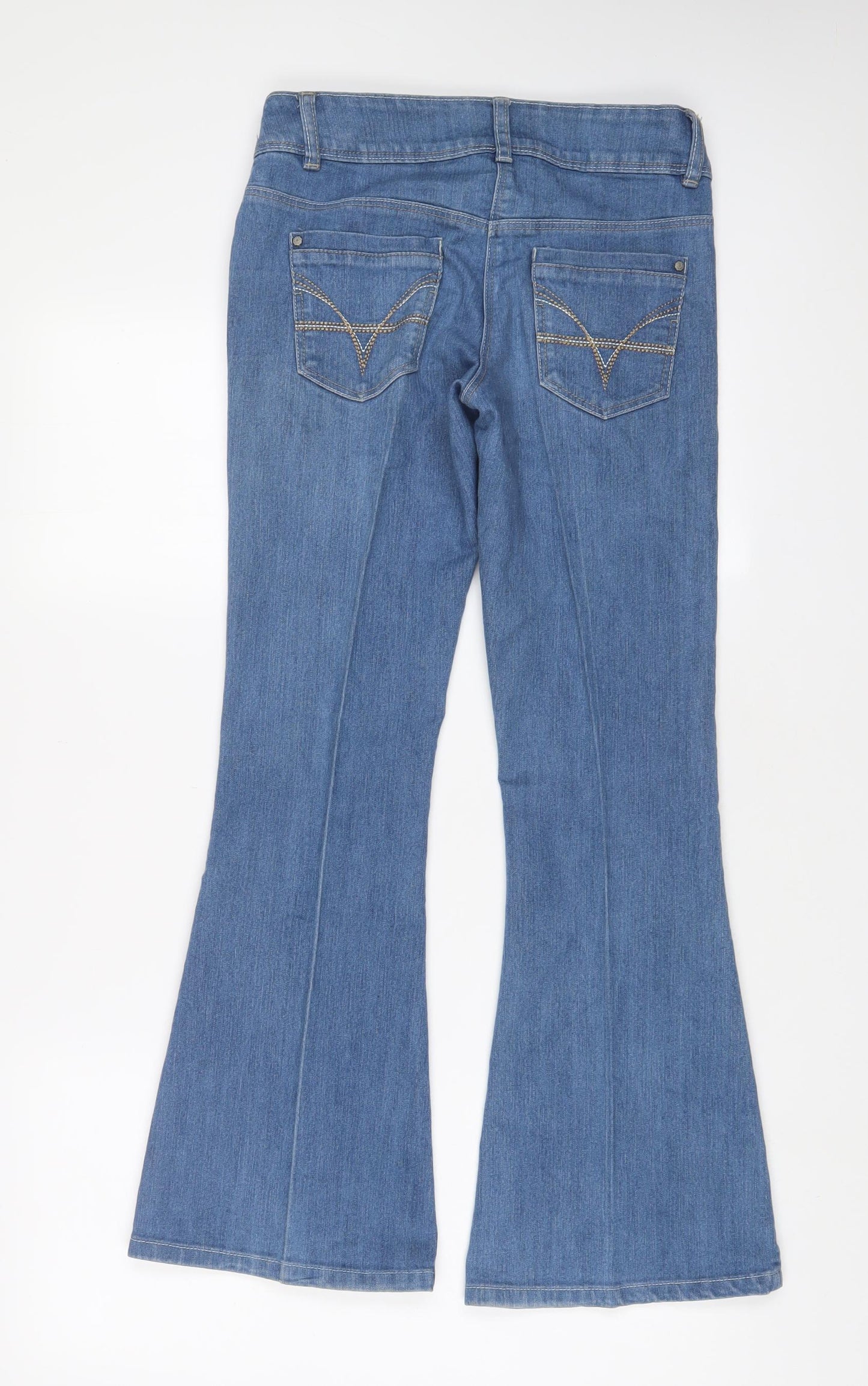 George Womens Blue Cotton Flared Jeans Size 8 L29 in Regular Zip