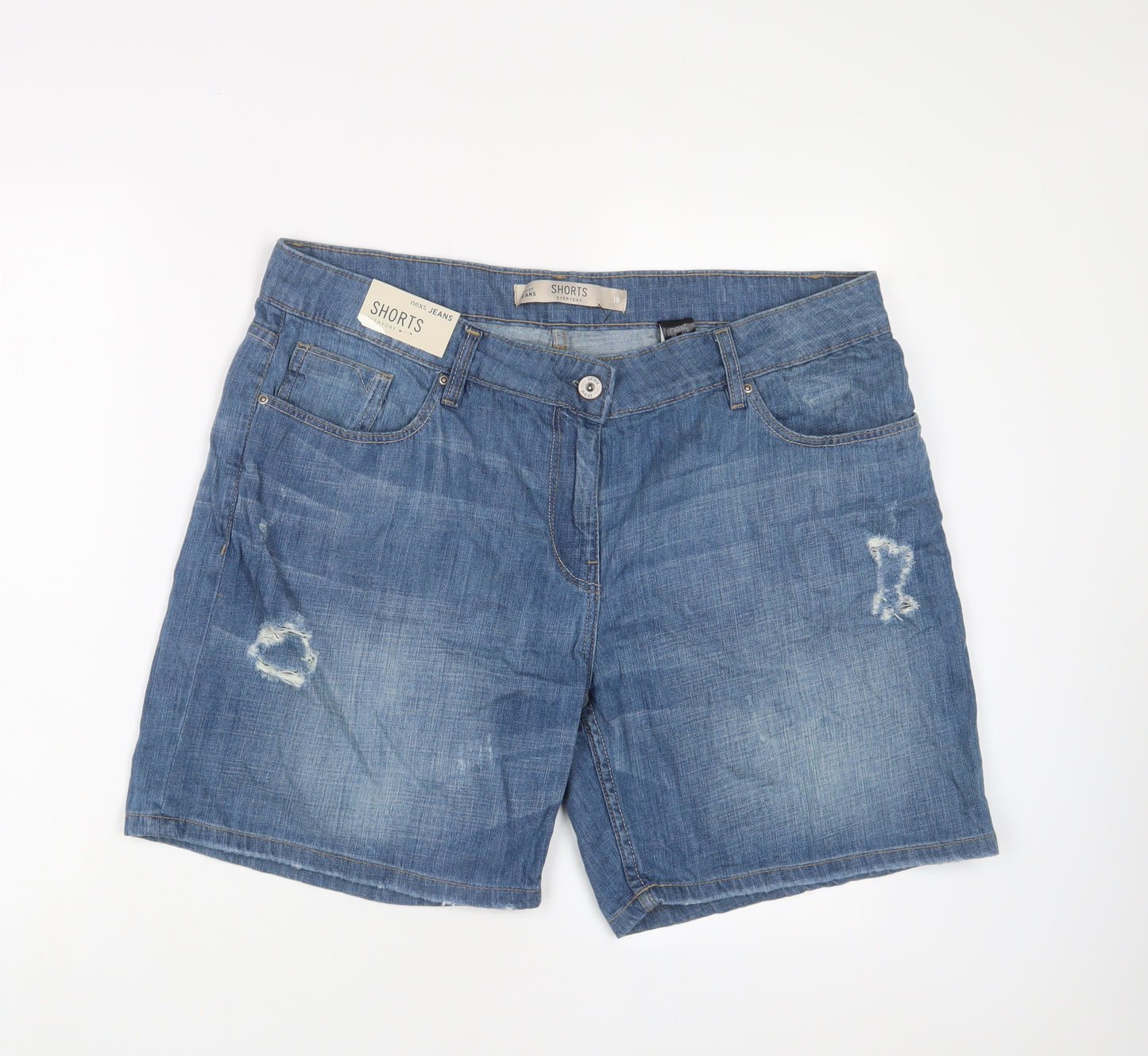 NEXT Womens Blue Cotton Bermuda Shorts Size 18 L8 in Regular Zip