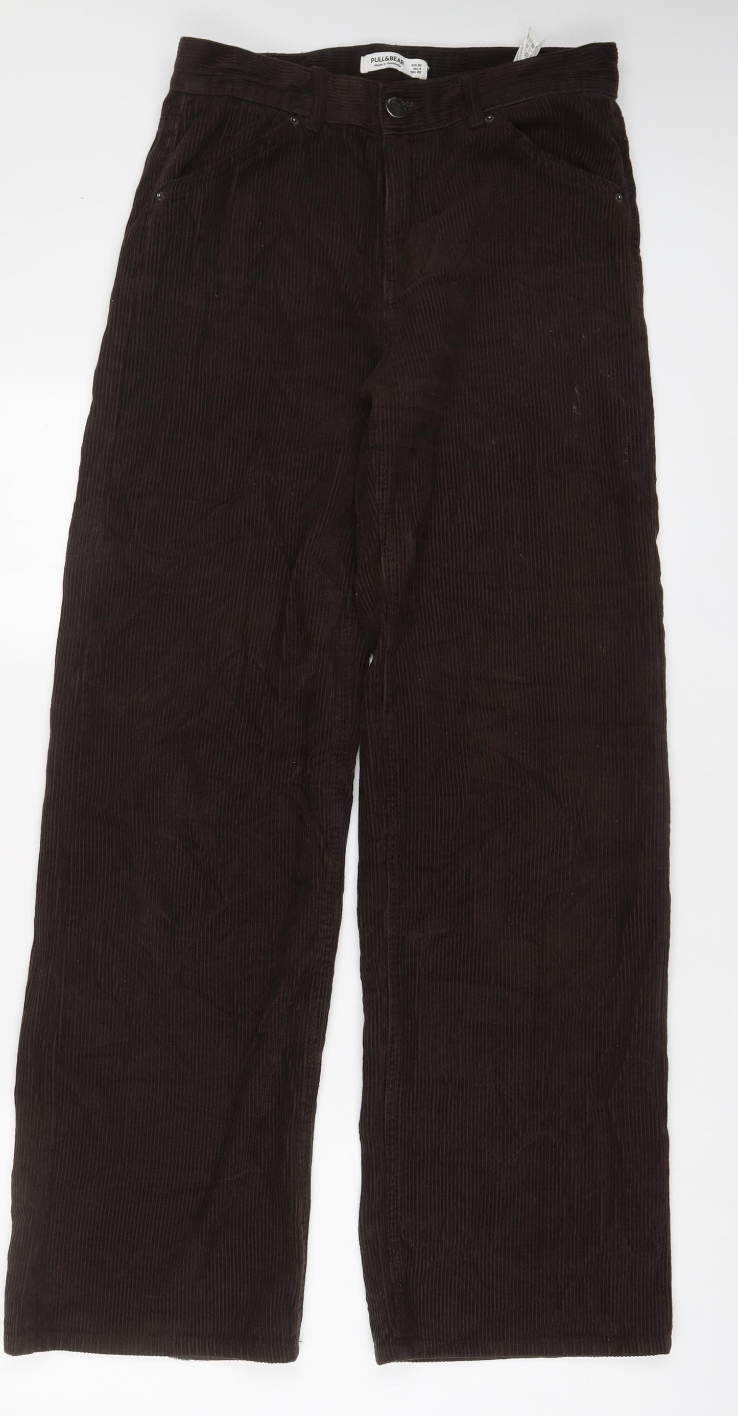 Pull&Bear Womens Brown Cotton Trousers Size 8 L31 in Regular Zip