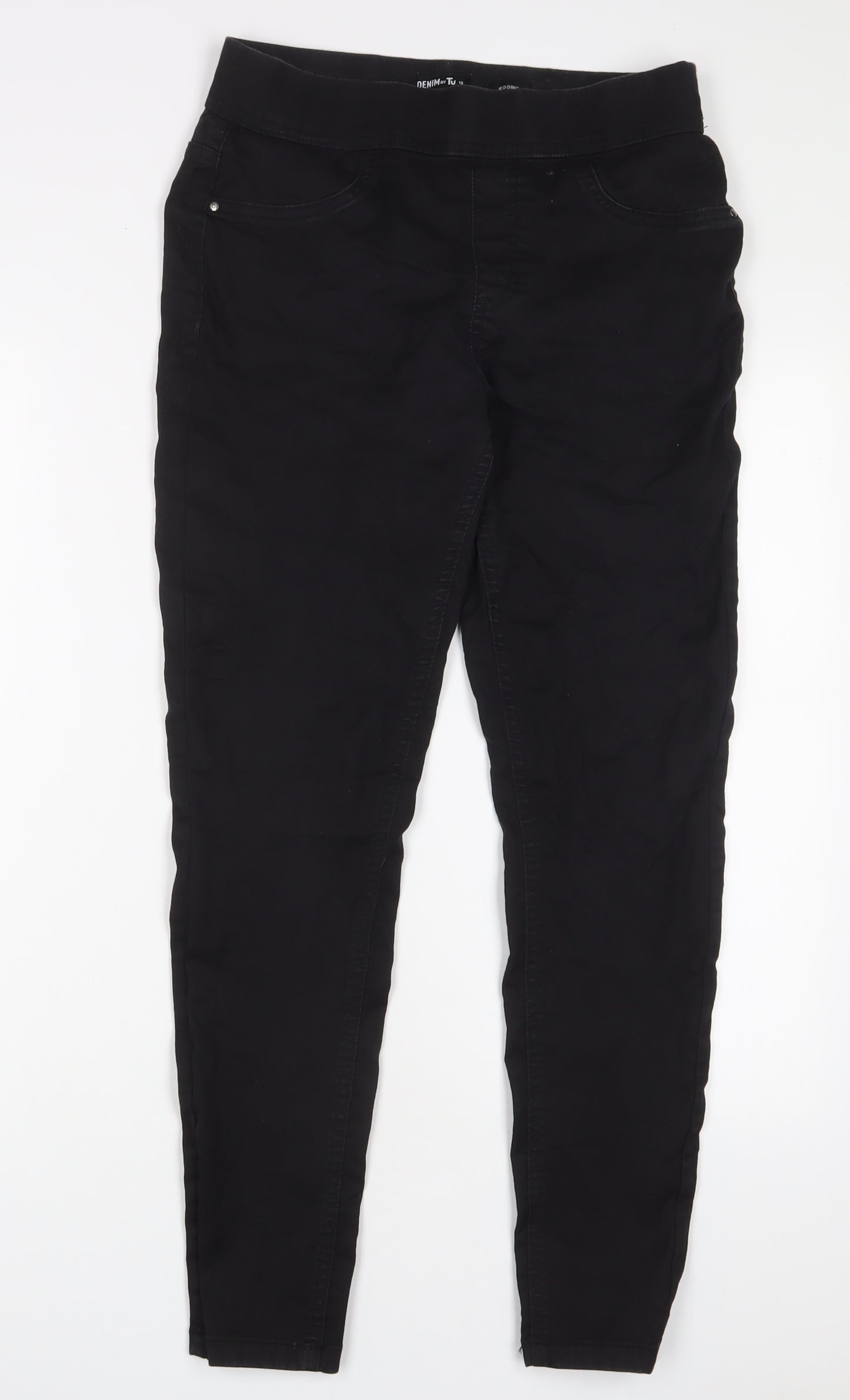 TU Womens Black Cotton Jegging Jeans Size 12 L29 in Regular