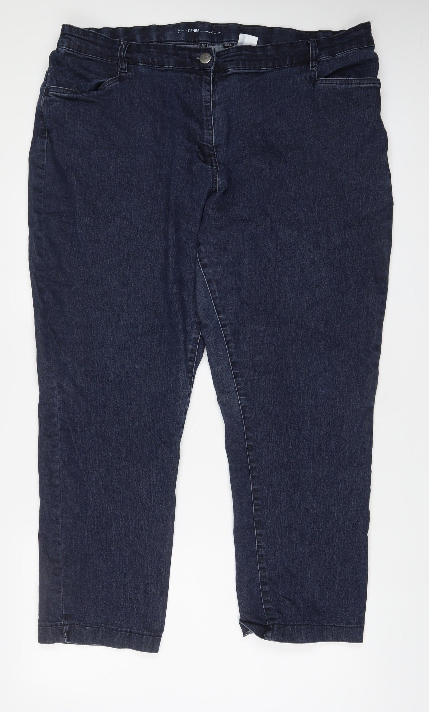 JD Williams Womens Blue Cotton Straight Jeans Size 24 L29 in Regular Zip