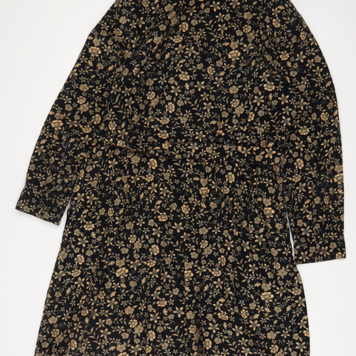 TU Womens Blue Floral Cotton Shirt Dress Size 10 Collared Button - Belted