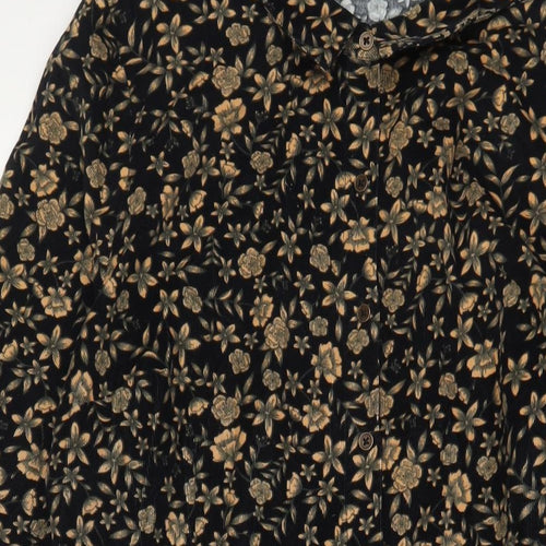 TU Womens Blue Floral Cotton Shirt Dress Size 10 Collared Button - Belted
