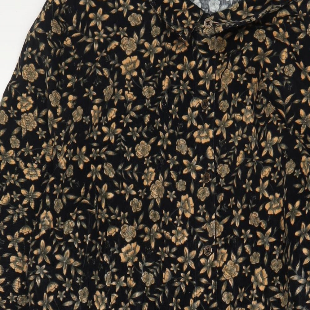 TU Womens Blue Floral Cotton Shirt Dress Size 10 Collared Button - Belted
