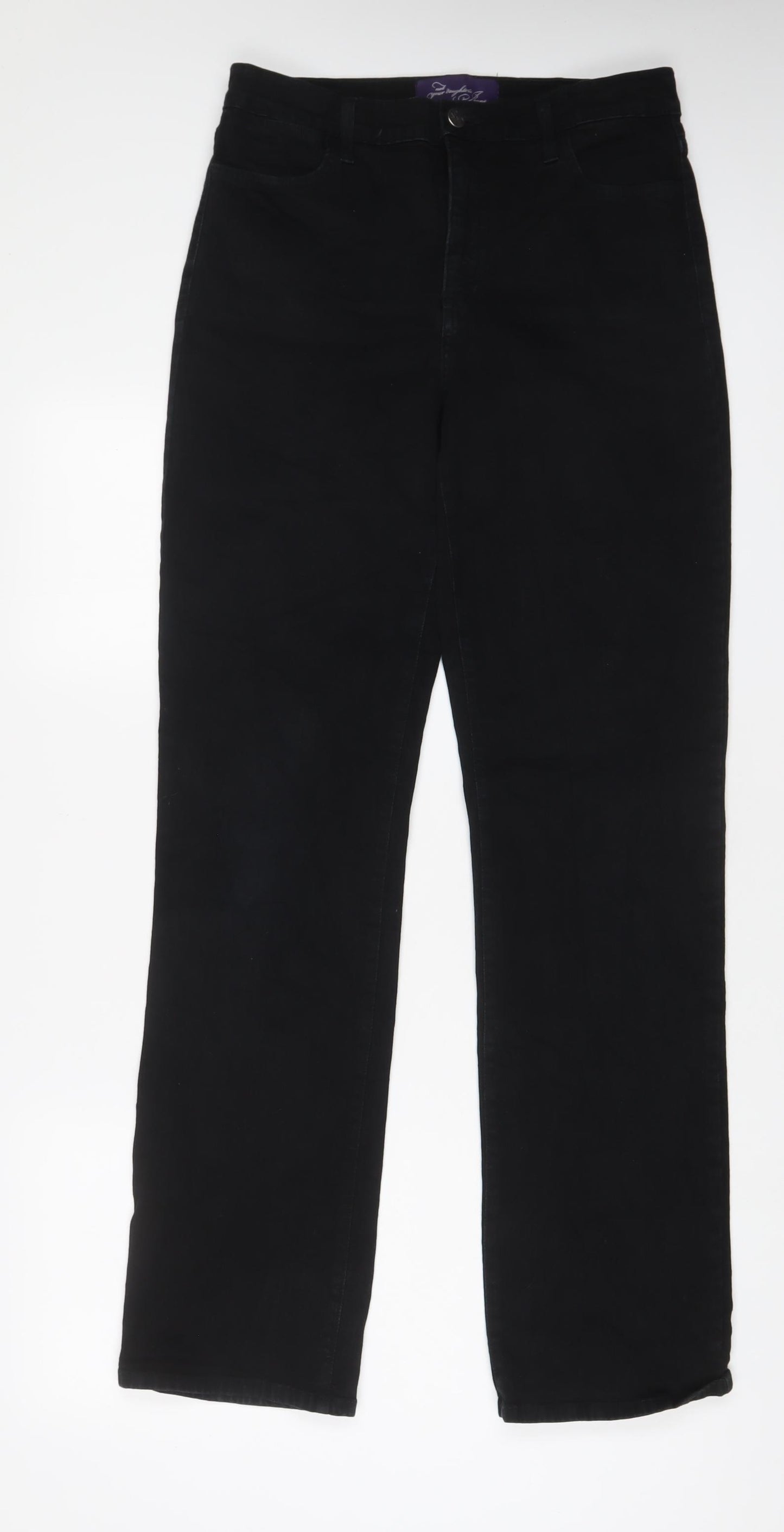 NYDJ Womens Black Cotton Straight Jeans Size 12 L33 in Regular Zip