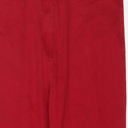 Damart Womens Red Cotton Straight Jeans Size 16 L25 in Regular Zip
