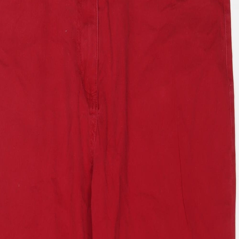 Damart Womens Red Cotton Straight Jeans Size 16 L25 in Regular Zip