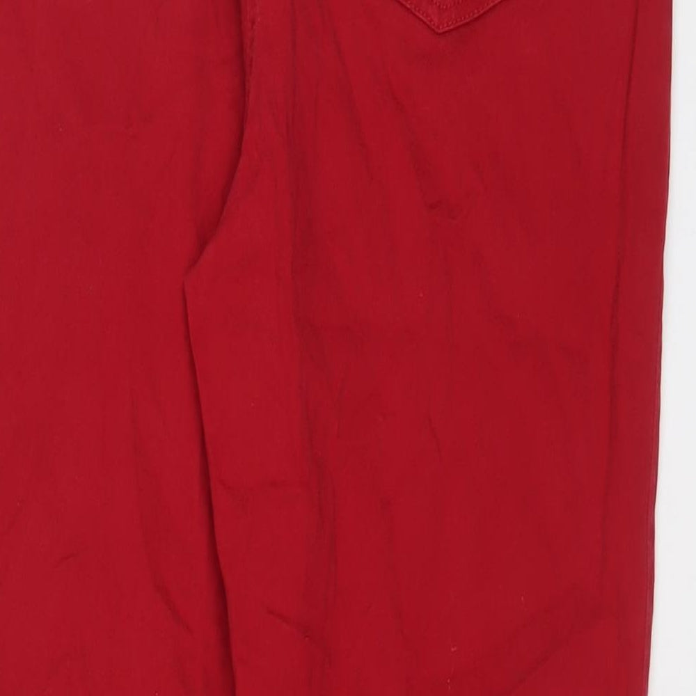 Damart Womens Red Cotton Straight Jeans Size 16 L25 in Regular Zip