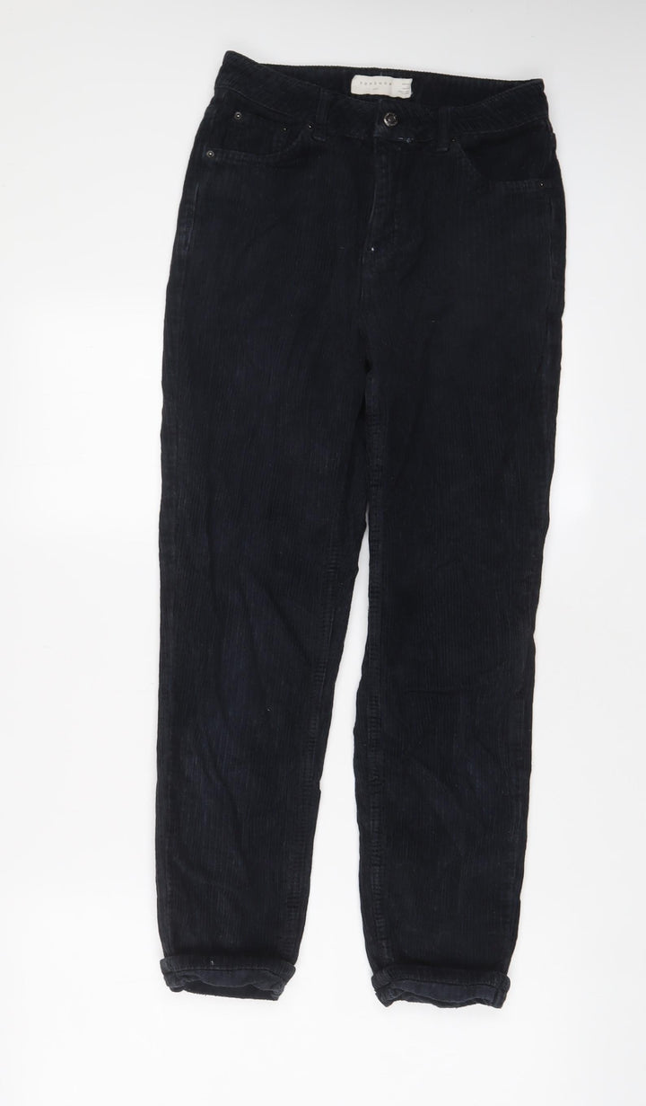 Topshop Womens Blue Cotton Trousers Size 26 in L32 in Regular Zip