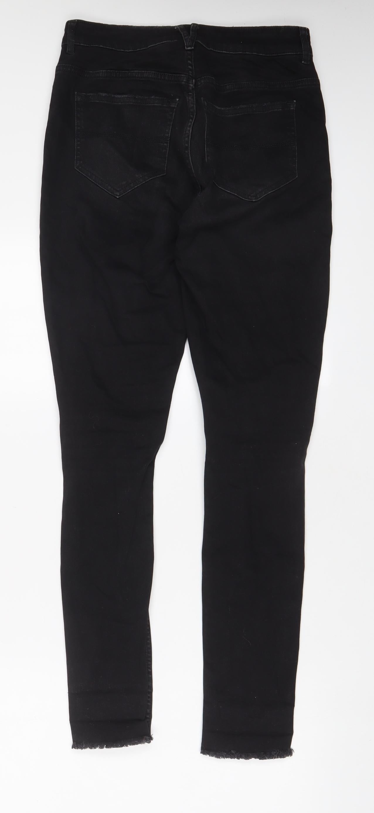 H&M Womens Black Cotton Skinny Jeans Size 10 L30 in Regular Zip