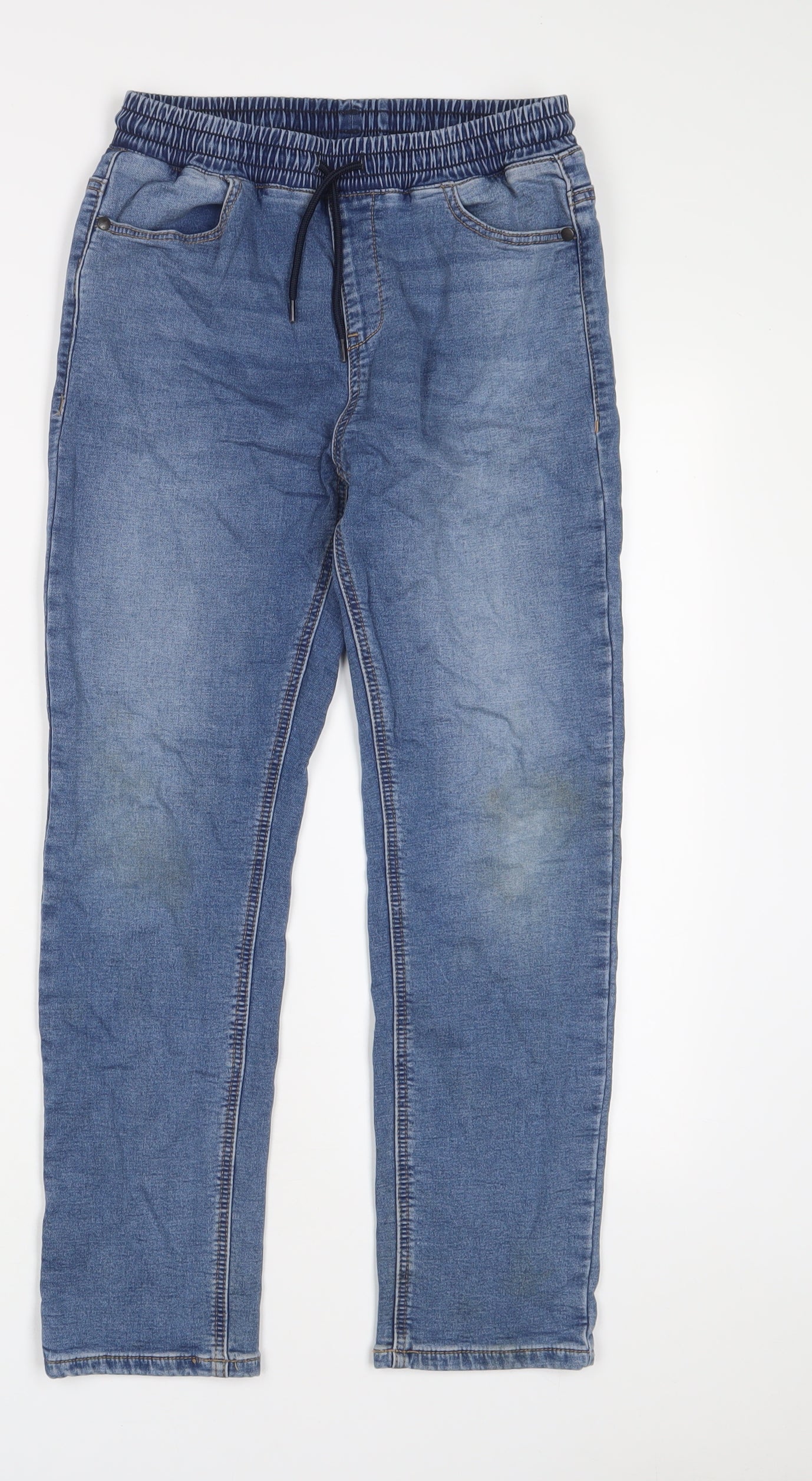 NEXT Boys Blue Cotton Straight Jeans Size 12 Years L25 in Regular Drawstring