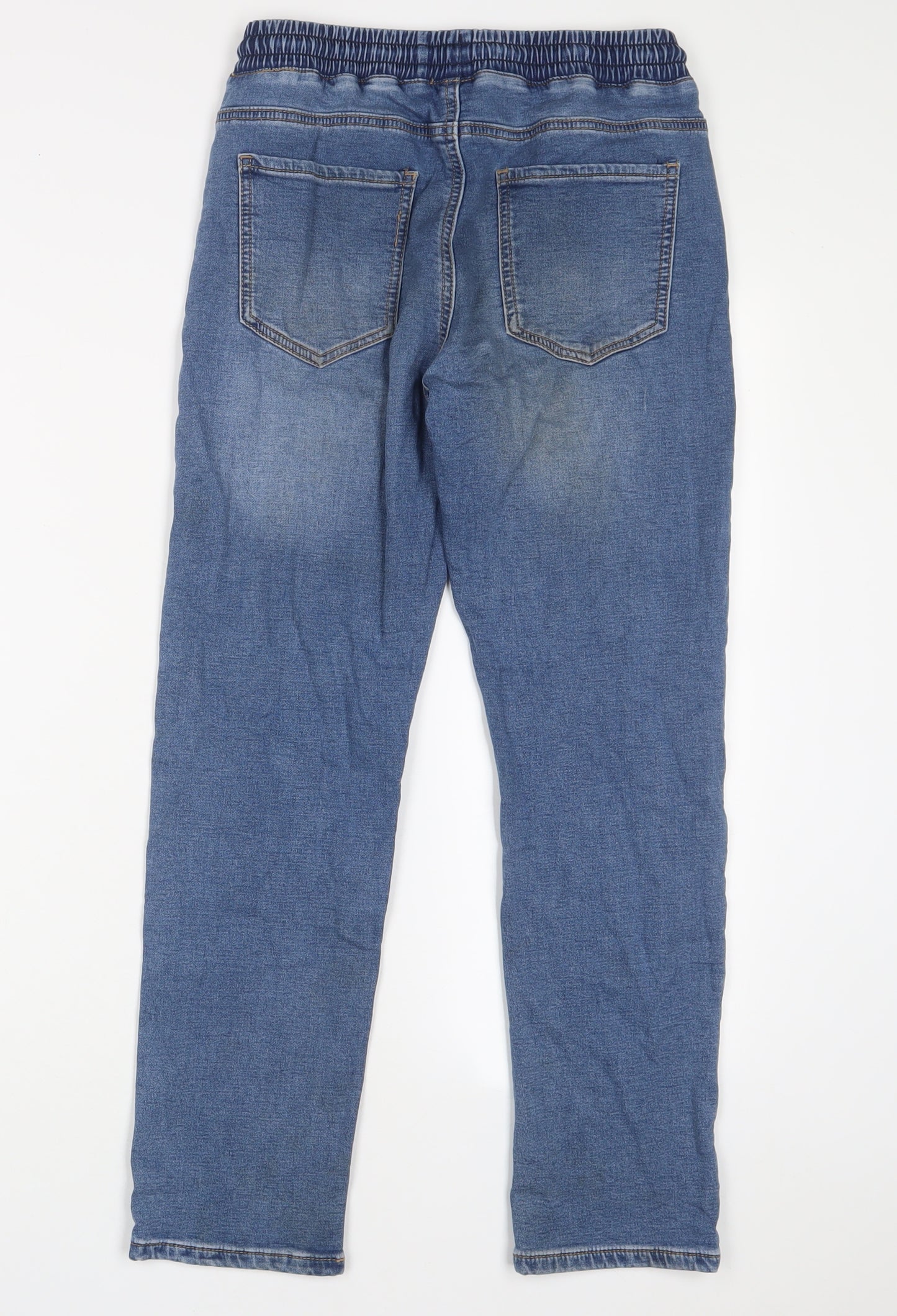 NEXT Boys Blue Cotton Straight Jeans Size 12 Years L25 in Regular Drawstring