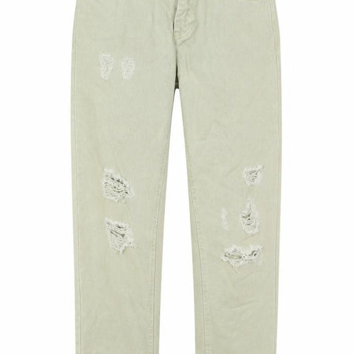 Zara Womens Green Cotton Straight Jeans Size S L25 in Regular Zip