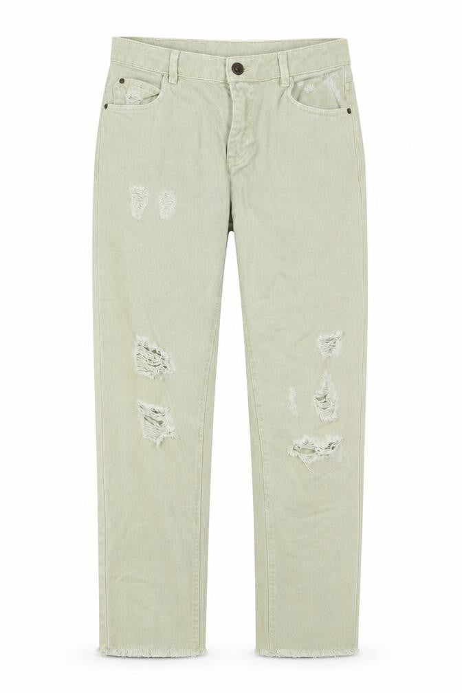 Zara Womens Green Cotton Straight Jeans Size S L25 in Regular Zip