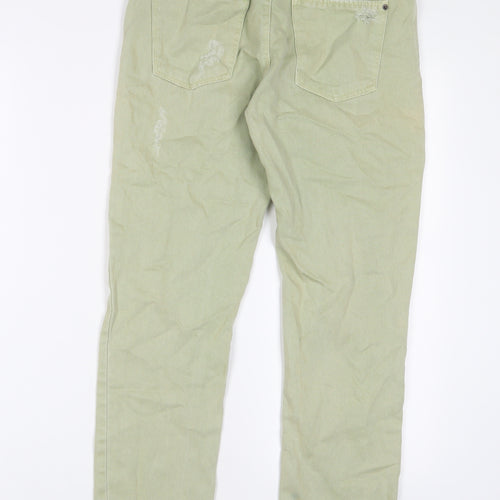 Zara Womens Green Cotton Straight Jeans Size S L25 in Regular Zip