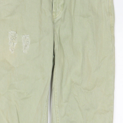 Zara Womens Green Cotton Straight Jeans Size S L25 in Regular Zip