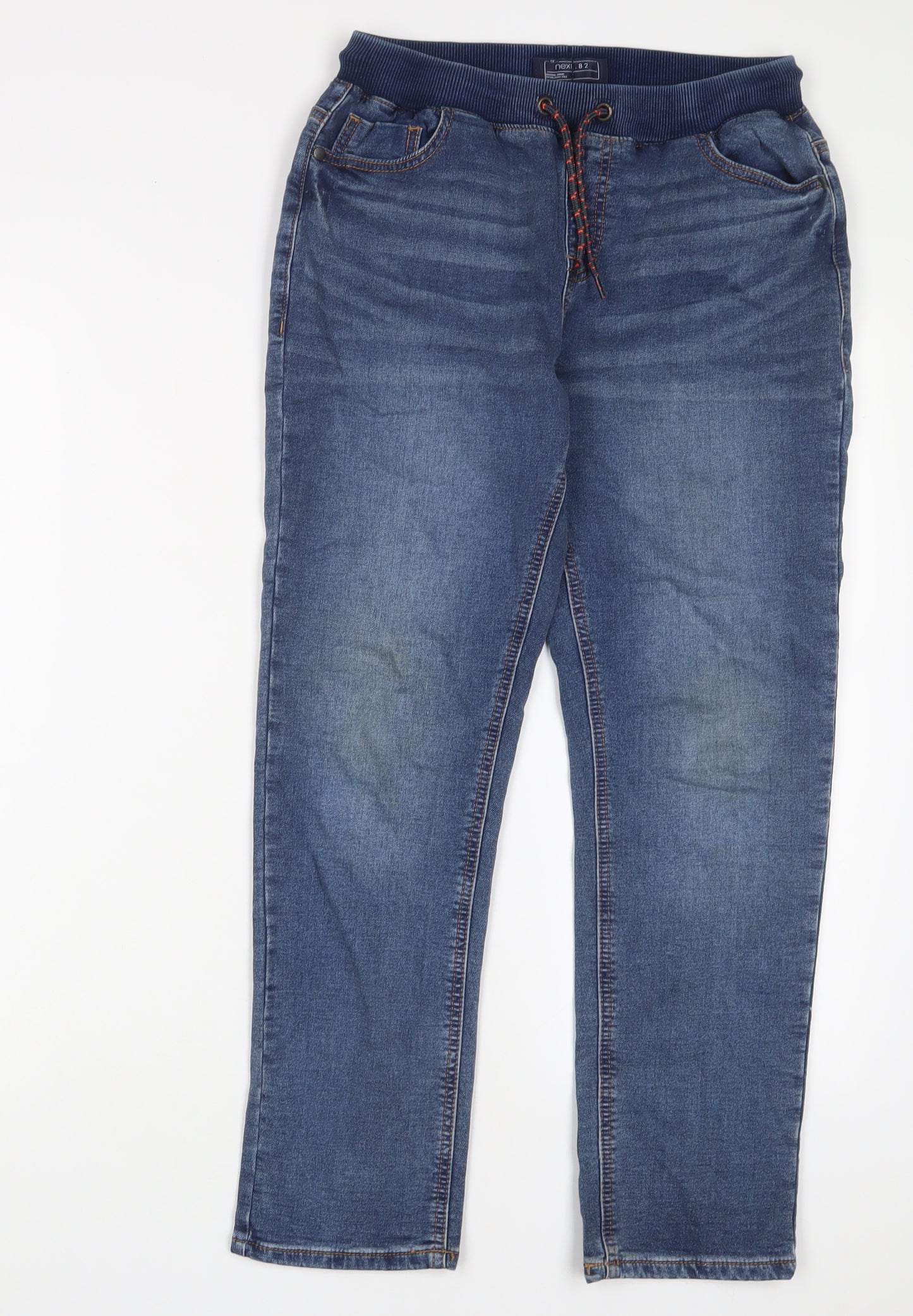 NEXT Boys Blue Cotton Straight Jeans Size 10 Years L25 in Regular Drawstring