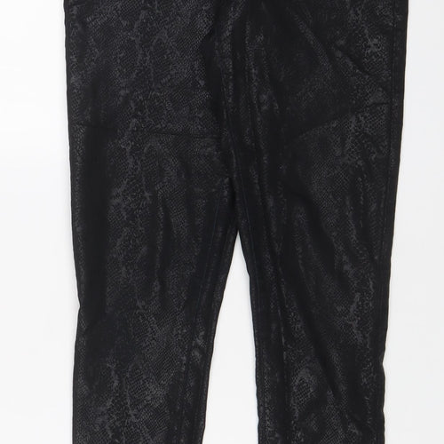 F&F Womens Black Animal Print Polyester Trousers Size 28 in L28 in Regular Zip
