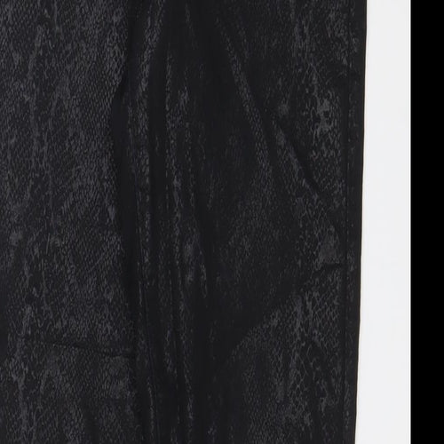 F&F Womens Black Animal Print Polyester Trousers Size 28 in L28 in Regular Zip