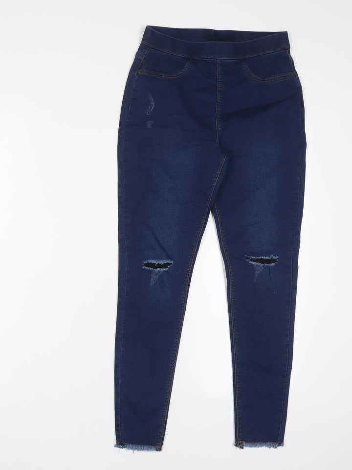 Matalan Girls Blue Cotton Jegging Jeans Size 12 Years L24 in Regular Pullover