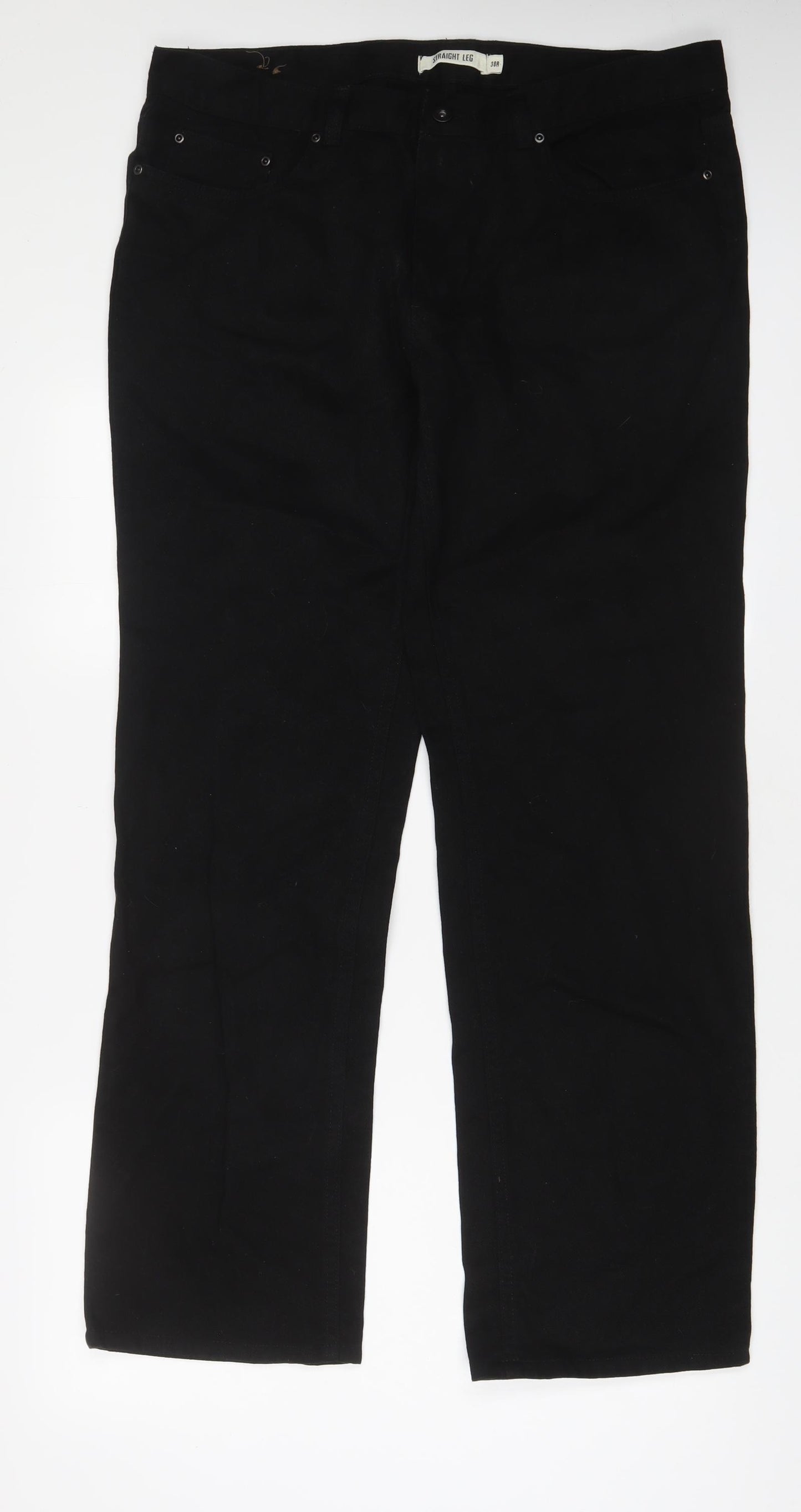 TU Mens Black Cotton Straight Jeans Size 38 in L31 in Regular Zip