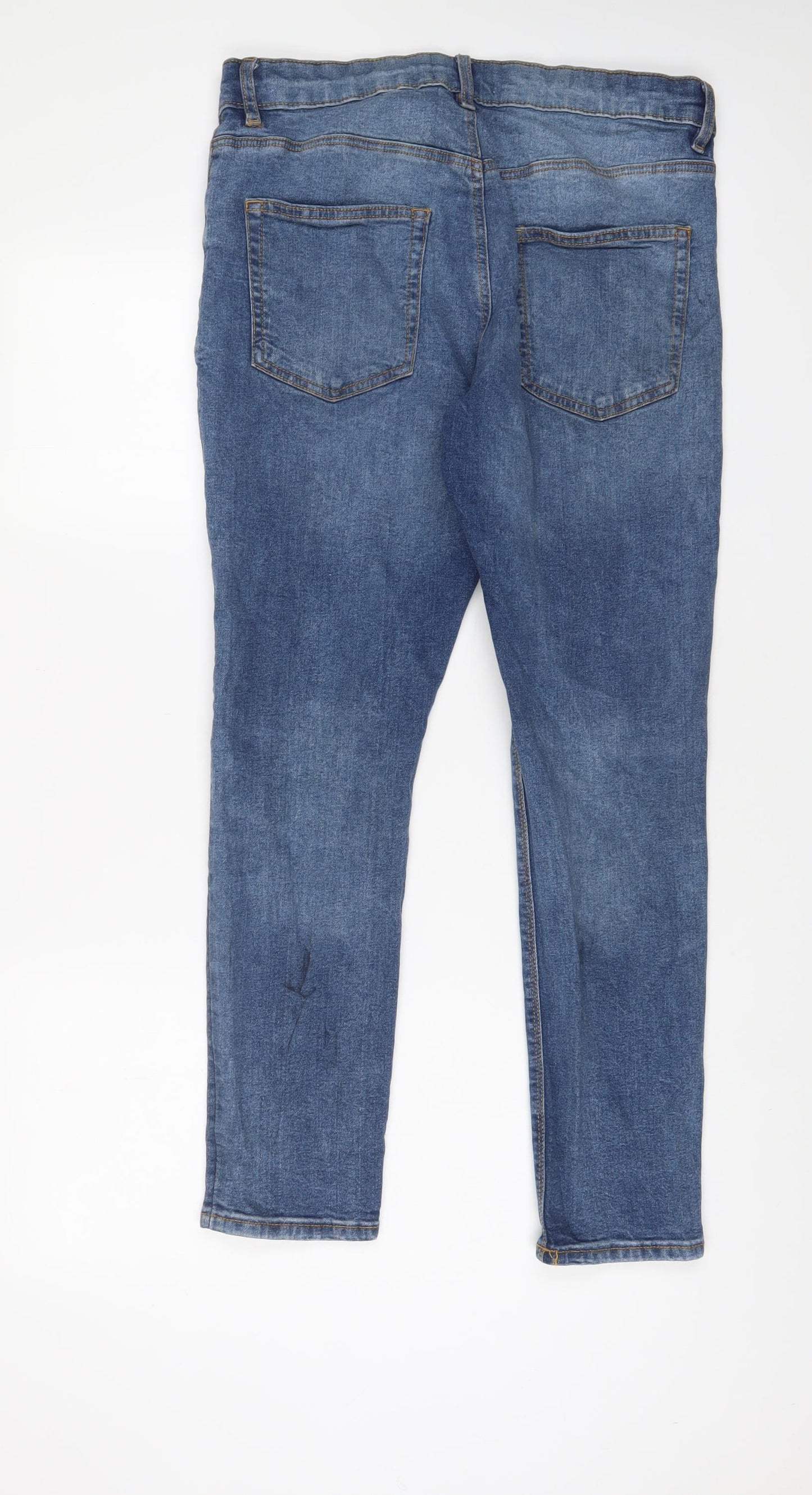 Easy Mens Blue Cotton Skinny Jeans Size 34 in L30 in Regular Zip