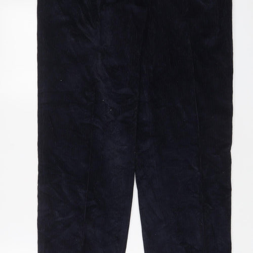 Best Mens Blue Cotton Trousers Size 32 in L34 in Regular Zip - Long Leg