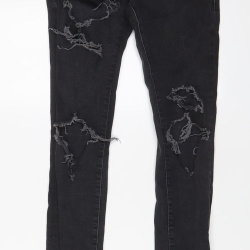 Mennace Mens Black Cotton Skinny Jeans Size 32 in L31 in Regular Zip