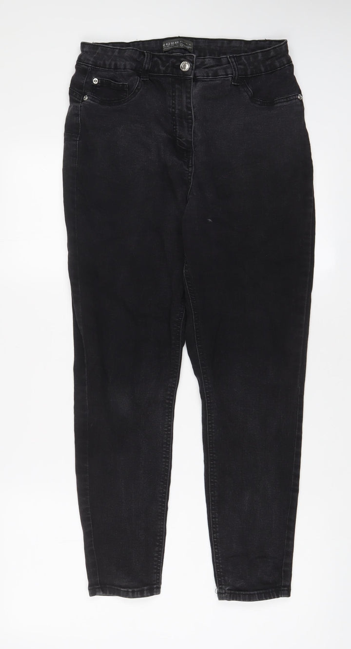Denim & Co. Womens Grey Cotton Skinny Jeans Size 14 L28 in Regular Zip