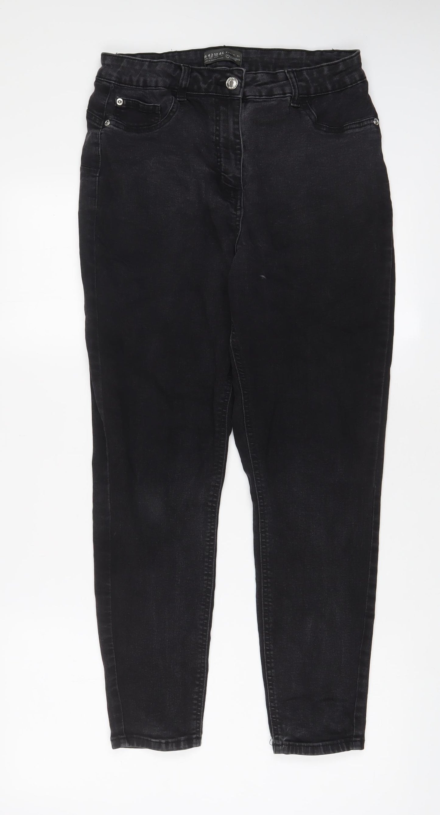 Denim & Co. Womens Grey Cotton Skinny Jeans Size 14 L28 in Regular Zip