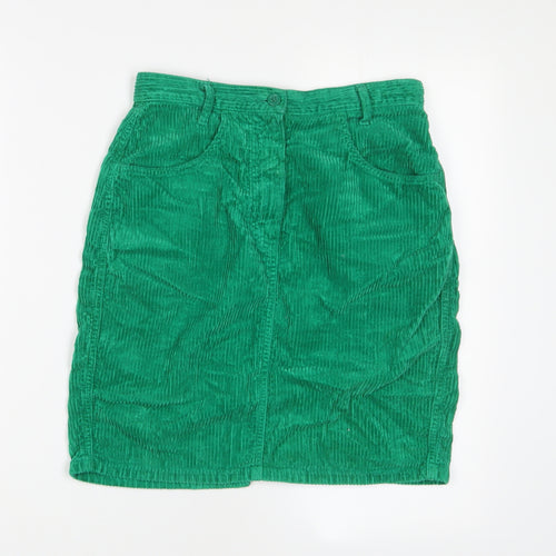 United Colors of Benetton Womens Green Cotton A-Line Skirt Size 26 in Zip