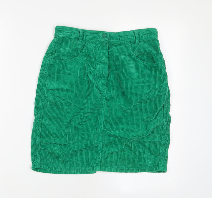 United Colors of Benetton Womens Green Cotton A-Line Skirt Size 26 in Zip