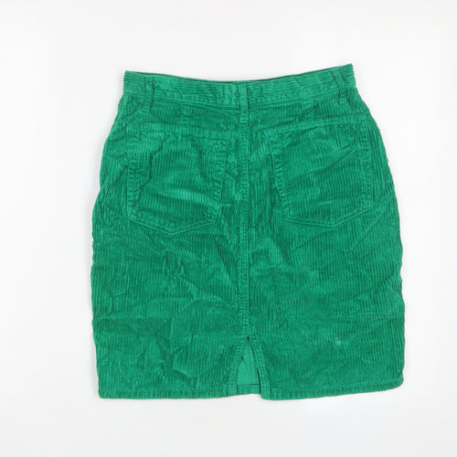 United Colors of Benetton Womens Green Cotton A-Line Skirt Size 26 in Zip