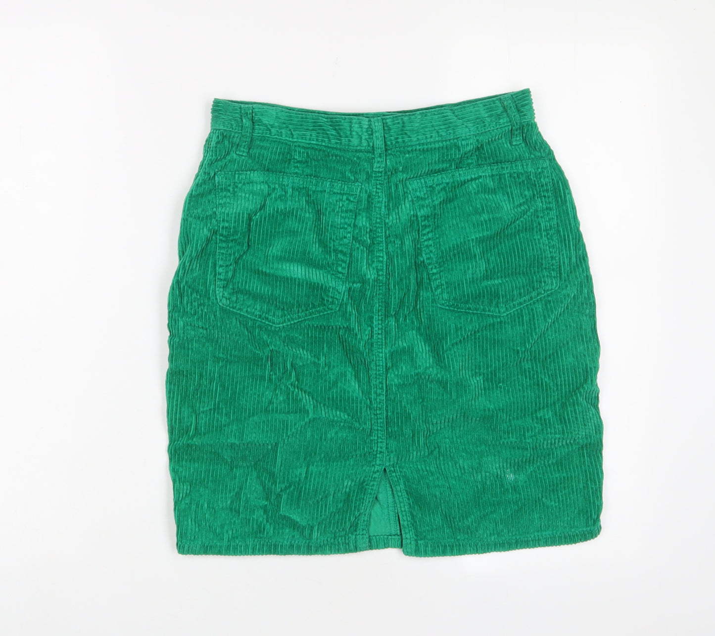 United Colors of Benetton Womens Green Cotton A-Line Skirt Size 26 in Zip