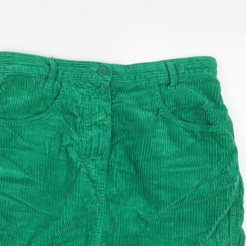 United Colors of Benetton Womens Green Cotton A-Line Skirt Size 26 in Zip